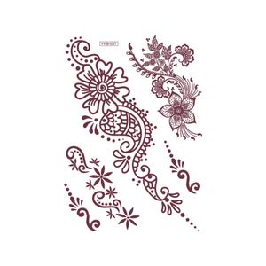 Tùy Chỉnh Màu Nâu Hoa Mô Hình Tạm Thời Henna Hình Xăm Tay Dán Giấy Không Thấm Nước Thiết Kế In Chuyển Nước Cho Phụ Nữ - Product Image 1