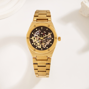 <span class=keywords><strong>Montre</strong></span> à <span class=keywords><strong>Quartz</strong></span> squelette mécanique de Style d'affaires de luxe pour hommes 22mm largeur de bande boîtier en acier inoxydable cadran Tourbillon pointeur en verre - Product Image 2