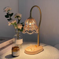 Offre Spéciale verre fleur abat-jour lampe bougie chauffe-bougie arôme lampe de table chauffe-parfumé Timing intérieur arôme brûleur GU10 ampoule