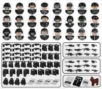 Mini-figurines de collection de soldats tactiques de la police SWAT urbaine, avec armes, gilets, boucliers et chiens, jouet DIY, cadeau d'anniversaire ou de fêtes pour enfants