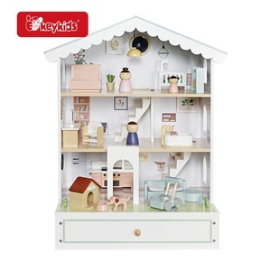 Ensembles de <span class=keywords><strong>jeu</strong></span> pour maison de poupée d'angle <span class=keywords><strong>en</strong></span> <span class=keywords><strong>bois</strong></span> à toit vert pour enfants avec balcons et <span class=keywords><strong>garage</strong></span> W06A595 - Product Image 4