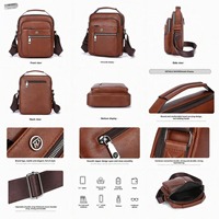 Tas Selempang PU Pria Bisnis Anti Air Tahan Gores Multi Saku Tas Bahu Messenger Tablet Perjalanan Komuter