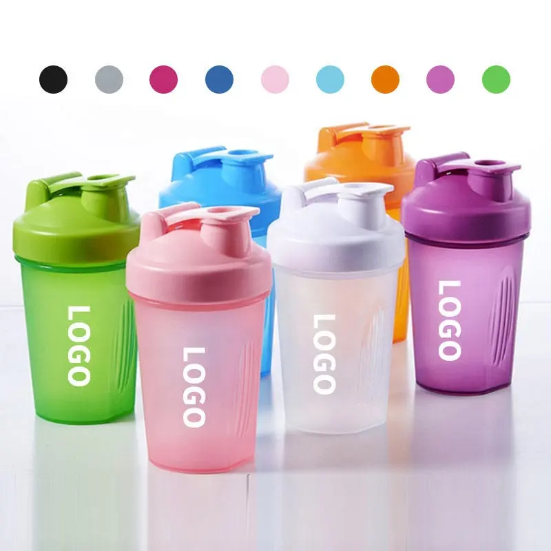 Botol air minum plastik portabel bebas BPA, produk Logo kustom baru, botol minum Fitness Gym olahraga, pencampur, botol pengocok Protein