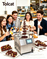 Distributeur de chocolat chaud portable 5,5 L, Fontaine à chocolat, Machine à chocolat à tempérage automatique ou pour le glaçage de crème glacée, fruits et biscuits