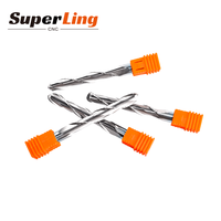 Fresa espiral de carburo sólido personalizada para tallado de madera CNC, 2 filos, 6mm, 6*25*50, fresa de extremo esférico para acrílico y madera