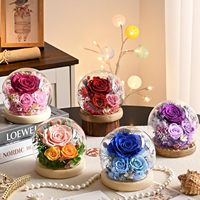 Livraison de fleurs préservées, rose violette éternelle fraîche dans un dôme en verre, cadeaux pour anniversaire, fête des mères, Noël, demande en mariage