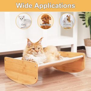 Hamaca elevada para gatos, 2 en 1 columpio, silla para dormir para gatos de interior, suelo elevado, cuna para gatitos, columpio para gatos con marco de madera - Product Image 5