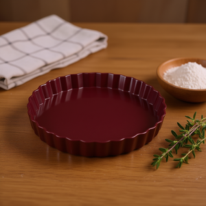 Cake Pan Burgundy 9 Inch Fluted Rim For <b>Baking</b> Pies And Tarts - Product Image 3
