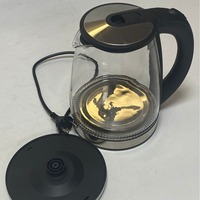 Bouilloire électrique en verre bleu de 2 L pour usage domestique, compatible 110 V/220 V, petite carafe en verre