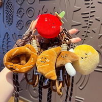 Porte-clés mignon en peluche 3D en forme de pain, écologique, doux et durable, avec mousqueton, petit pendentif pour sac d'école de filles ou couple