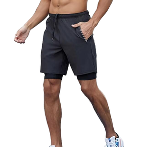 Cross-border Men's Large Size <b>Mid</b> Double <b>Layer</b> Elastic Waist Pockets Sports Shorts Basketball Training Outdoor Running - Product Image 3