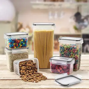 Recipientes de armazenamento de alimentos, conjunto de 14 peças de recipientes de armazenamento de alimentos em plástico hermético com tampas duráveis, ideal para cereal, farinha e açúcar