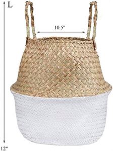 Gestrickter Korb mit Deckel, Wäschekorb aus Rattan, Obstkorb, 20L, Makramee-Küchen-Aufbewahrungsregal, Weidenkorb mit Einlage, Imitation - Product Image 2