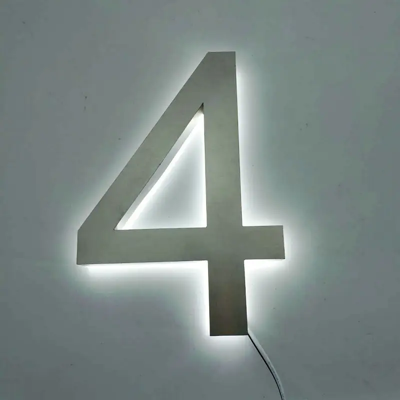 Números de aço inoxidável led retroiluminado iluminado endereço personalizado Ao Ar Livre 3D 15 centímetros de altura placa de casa de números