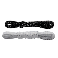 Dentelle plate en polyester Coolstring, tissage sergé triple point, 8 mm, avec fil métallique intégré, motif géométrique, éclat subtil et précis