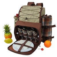 Sac à dos isotherme pour pique-nique 4 personnes 30L 600D avec couverture amovible et porte-bouteille latéral, ensemble de pique-nique extérieur, camping, vin