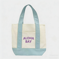 Sac fourre-tout en toile miniatures réutilisables avec logo brodé personnalisé, couleurs assorties, sacs à main en toile de coton couleur bonbon pour cadeaux