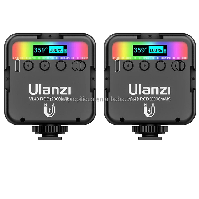Ulanzi VL49 Mini RGB Adjustable LED Video Light with 360 Rotation Mount Bracket Rechargeable DSLR SLR Mobile Portable Fill Light