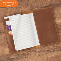 Carnet de poche en cuir de vachette Crazy Horse avec logo gravé personnalisé, couverture rigide vintage, rechargeable, mini journal AssurePrint