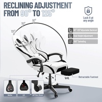Chaise de jeu ergonomique en cuir avec fonction inclinable, base pivotante, repose-pieds, design moderne pour adultes
