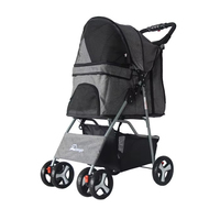 Poussette pliable et détachable en maille pour animaux de compagnie, très vendue, durable, portable, pour chats et chiens, avec panier de rangement agrandi pour les sorties.