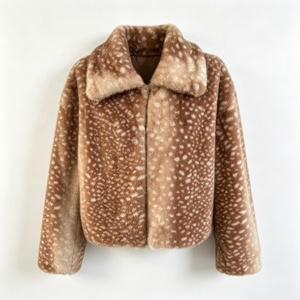Veste courte en fausse fourrure à motif cerf pour <span class=keywords><strong>femme</strong></span> Zeyu, col à revers, veste courte chaude et moelleuse pour l'hiver, manteaux en fausse fourrure pour <span class=keywords><strong>femme</strong></span> ODM/OEM - Product Image 6
