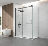 Porte de douche coulissante sans cadre en verre trempé certifiée ANSI Z97.1 avec revêtement facile à nettoyer pour la rénovation de salle de bain