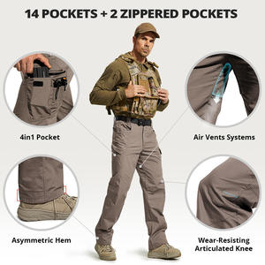耐摩耗性リップストップカスタムロゴカーゴパンツ防水耐水性ソフトシェルタクティカルハイキングハンティングアウトドアメンズ用 - Product Image 4
