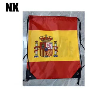Mochila de sublimación con bandera de España, bolsa de cordón impermeable colorida para regalo de negocios, 33x42cm