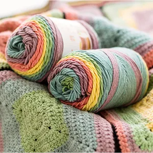 柔软便宜的5层2毫米彩虹钩针编织45% 棉55% 丙烯酸混纺纱