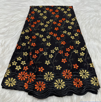 Tissu en dentelle africaine de Dubaï 100 % coton de haute qualité pour foulard en voile suisse avec décoration en strass