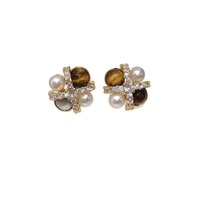 Boucles d'oreilles en perles d'eau douce naturelles en gros SHDIYAYUN, design rétro à double perle, bijoux en perles