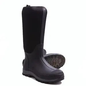 काले घुटने उच्च neoprene निविड़ अंधकार इस्पात पैर की अंगुली बारिश wellies वेलिंगटन रबर मछली पकड़ना, शिकार के लिए उद्यान खेती जूते पुरुषों