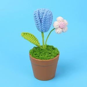 Home Office Desk <b>Ornaments</b> Artificial Flower Decoration Handmade Crochet Sunflower Potted Plants Graduation Halloween <b>Easter</b> - Product Image 6