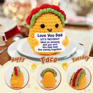 Handmade Crochet Taco Gift Positive Taco Potato Knitted Emotional Support Dolls Dad Christmas Birthday Gifts for Home <b>Decoration</b> - Product Image 2