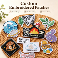 Badge brodé 3D personnalisé à coudre ou thermocollant, patch brodé en tissu tissé pour vêtements