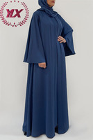 Couleur unie Kaftan islamique robe arabe vêtements femmes marocaines robe musulmane Bule crêpe turc tunique Dubai robe Abaya