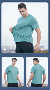 Gran oferta, venta al por mayor, 170g, malla estenopeica, deportes, ocio, entrenamiento al aire libre, correr, secado rápido, camiseta de manga corta para hombre - Product Image 4
