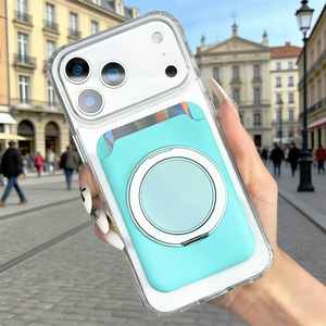 Portefeuille porte-cartes magnétique avec support rotatif caché, accessoire de téléphone 2-en-1 pour un rangement sécurisé des cartes et une visualisation mains libres - Product Image 4