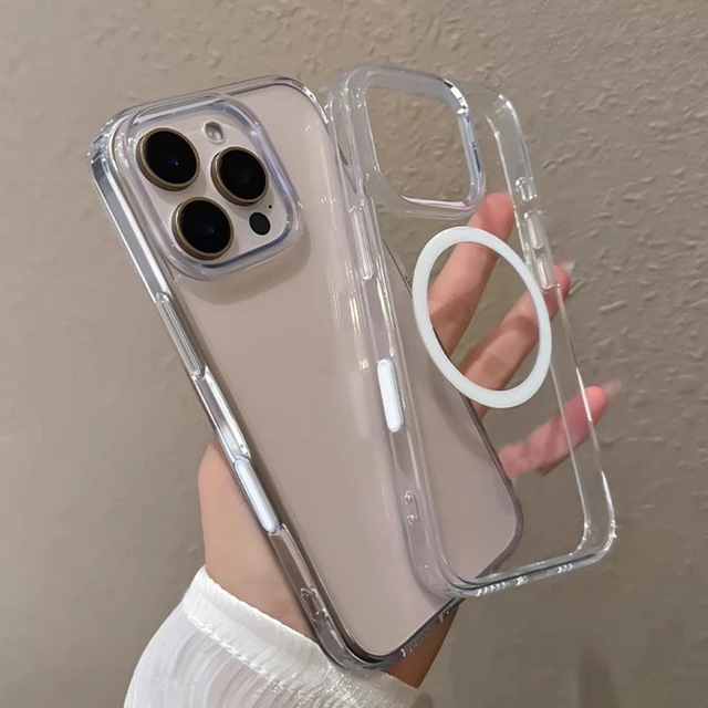 Original Camera Control Button Magnetic Case for iPhone 17 Pro Max 16 Plus 17Air Wireless Charge Transparent Acrylic Cover