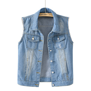 Gilet in denim rosa da donna personalizzato all'ingrosso, senza maniche, stile vintage, lavato, estivo, <span class=keywords><strong>casual</strong></span>, con tasche - Product Image 5