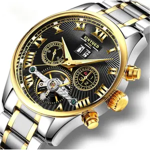 40MM 24K GOLD Bezel Silver/gold Two Tone Montre Chorno Personalised Logo Expensive Watch Real Tourbillon Movement Watch