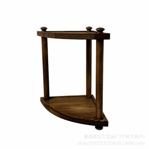 Wood Layer <b>Shelf</b> 2 Tier Corner Storage <b>Rack</b> For Kitchen Spice Bathroom Toiletries Carbonization Modern Standing Type - Product Image 5