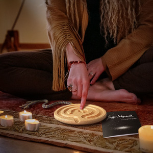 Nouveau <span class=keywords><strong>plateau</strong></span> de méditation en bois de hêtre, <span class=keywords><strong>labyrinthe</strong></span> respiratoire rond, pour la relaxation et la réduction du stress - Product Image 4