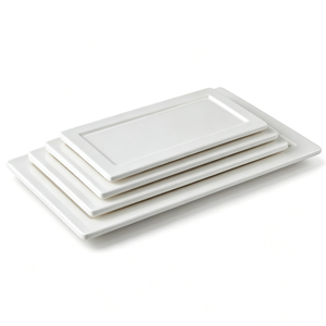 Assiette rectangulaire <span class=keywords><strong>blanche</strong></span> de style occidental moderne, mélamine A5, passe au lave-vaisselle et respectueuse de l'environnement, possibilité de personnalisation - Product Image 5
