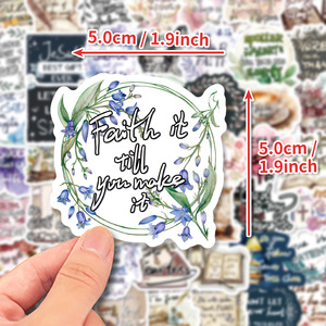 50 piezas de frases cortas inspiradoras en inglés de la Biblia pegatinas impermeables de PVC para portátiles, cuadernos, <span class=keywords><strong>bolsos</strong></span> y cascos - Product Image 2