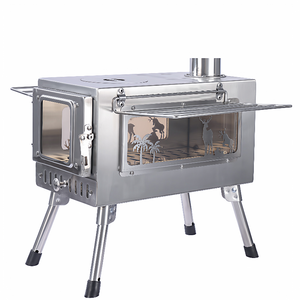 Poêle à bois portable en acier inoxydable coupe-vent pour le camping, barbecue extérieur avec <span class=keywords><strong>cheminée</strong></span> - Product Image 5