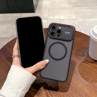 Casing Ponsel Magnetik Transparan Bisnis Matte untuk Iphone 14 15 16 Pro Max dengan Pengisian Daya Nirkabel Pelindung Anti Benturan