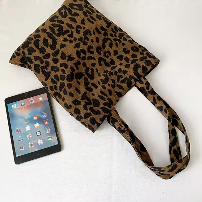 corduroy leopard print shoulder bag