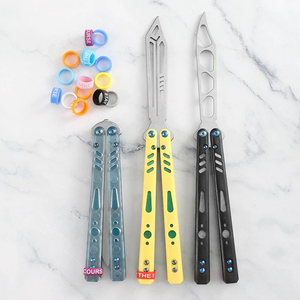 Couteau papillon d'entraînement non affûté en acier inoxydable, double couche, avec patch PC, pour entraînement efficace - Product Image 1